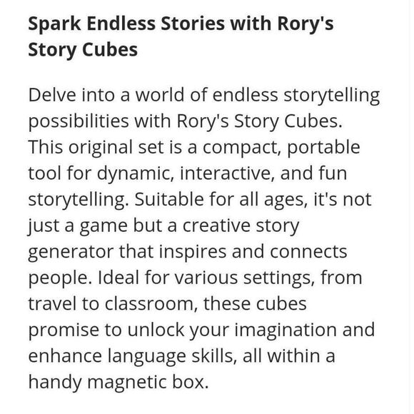 Rory's Story Cubes Once Upon A Time Gamewright Family Kids Game 54 Cubes 324 Ima - Picture 3 of 4